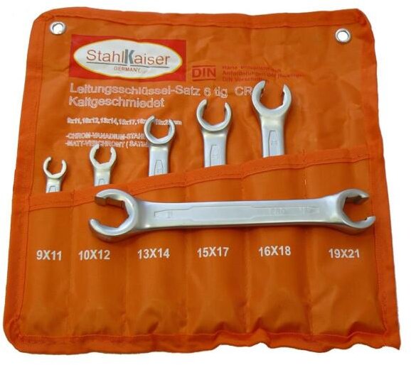 Stahlkaiser 6-delers profesjonelt åpen ringnøkkelsett for bremserør