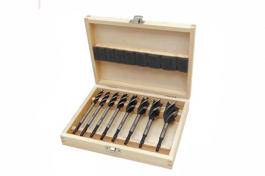 HBM 8 Piece Professional Wood Drill Bit Set Large Sizes with HEX Connection
