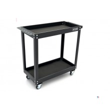 HBM rullbar verktygsvagn 2-lagers svart, 4 hjul, 83,5 x 34,5 x 77,5 cm.