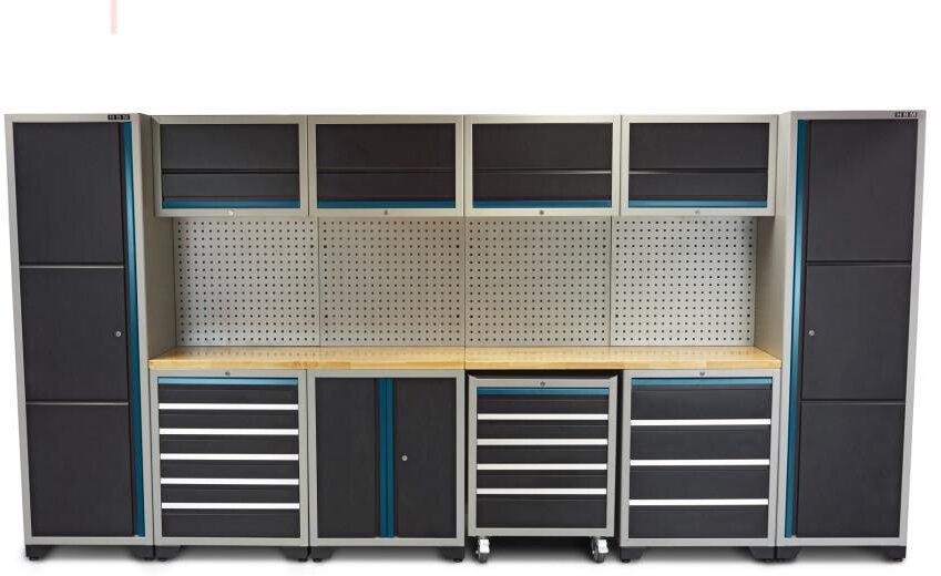 HBM profesjonelt deluxe modulært verkstedsystem, 16-delt, svart blå HBM profesjonelt deluxe modulært verkstedsystem, 16-delt, svart blå