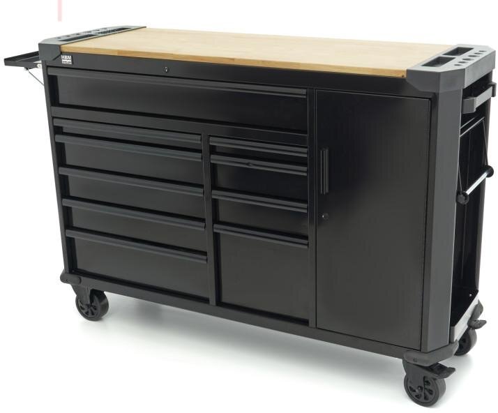 HBM verktøyvogn 10 skuffer 147 cm svart