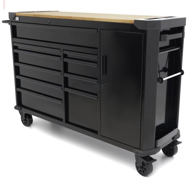 HBM verktøyvogn 10 skuffer 147 cm svart