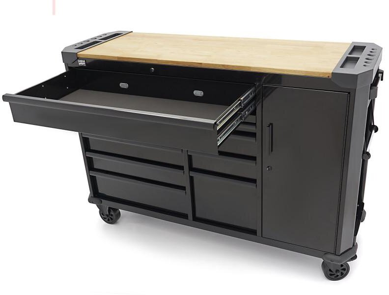 HBM verktøyvogn 10 skuffer 147 cm svart