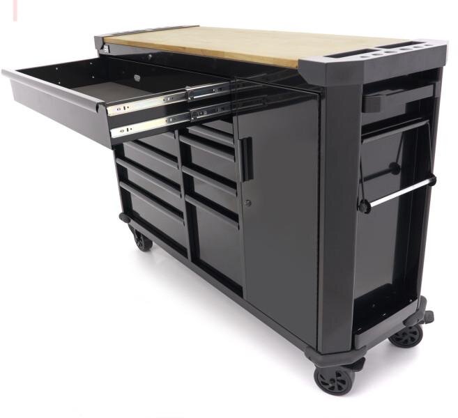 HBM verktøyvogn 10 skuffer 147 cm svart