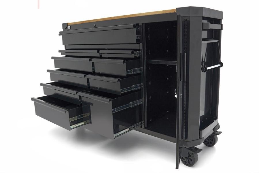 HBM verktøyvogn 10 skuffer 147 cm svart