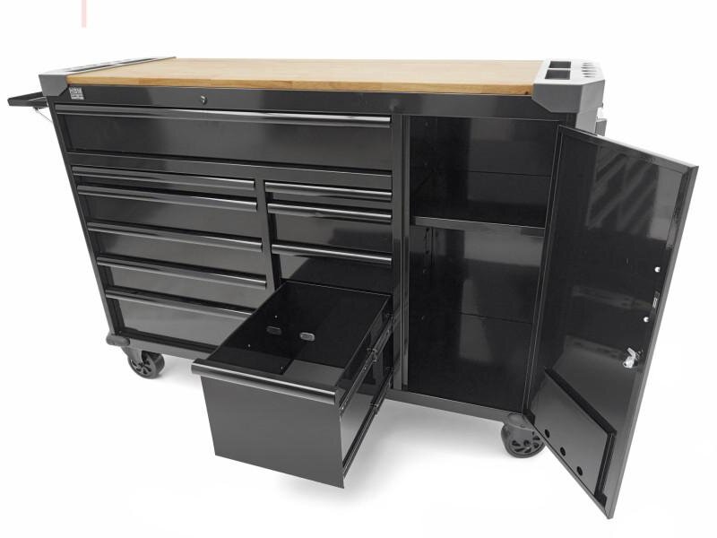 HBM verktøyvogn 10 skuffer 147 cm svart