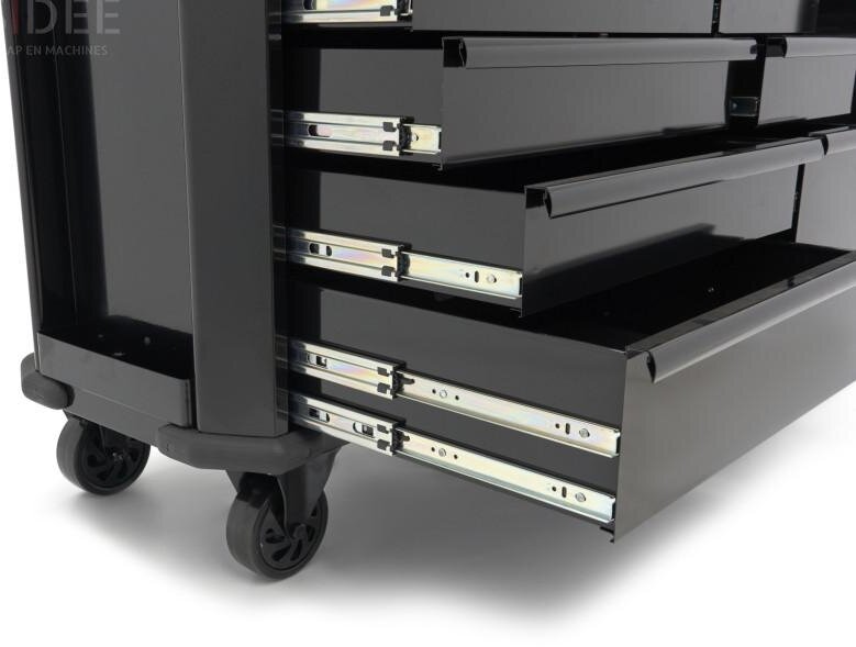 HBM verktøyvogn 10 skuffer 147 cm svart