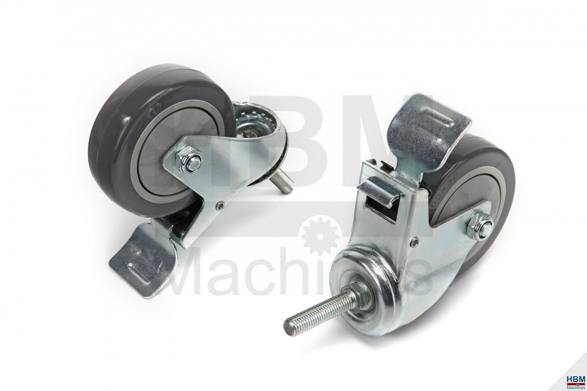 HBM Profi 100 mm. Dreiehjul med gjenget ende og brems HBM Profi 100 mm. Dreiehjul med gjenget ende og brems