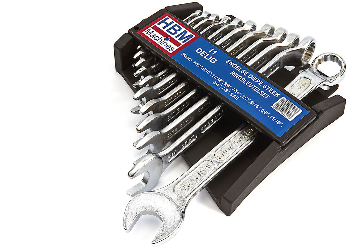 HBM 11 Stykke English Deep Stitch - Ring Spanner Set HBM 11 Stykke English Deep Stitch - Ring Spanner Set