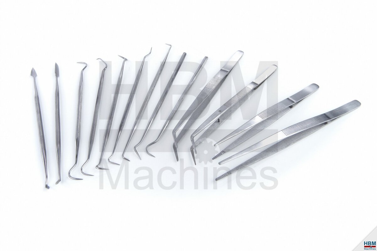 HBM 13-piece tweezers - wax carver - modular hook set