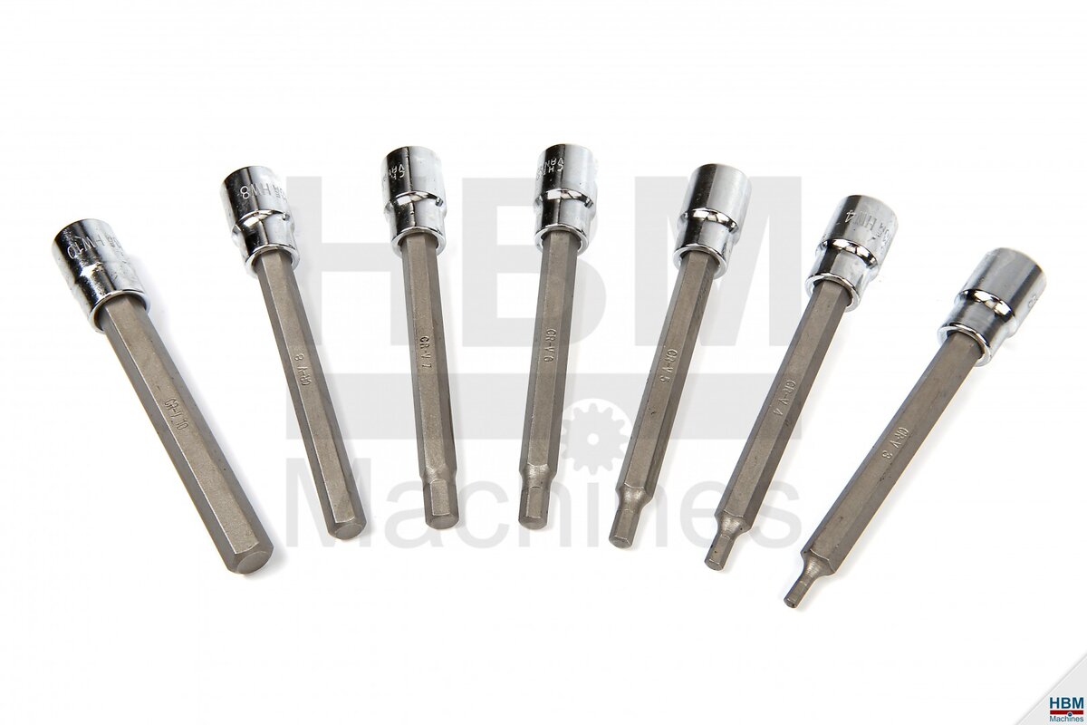 Hbm 7 stykke profi 3/8 ”lang sokkelsæt 3 - 10 mm model 2