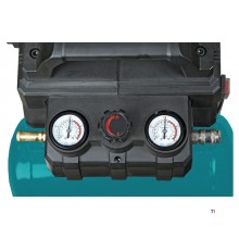 Kompressor, tystgående, oljefri panna, 6 l, 0,6 kW / 0,81 pk, 111 l/min, 8 bar, 230 V, flygplan