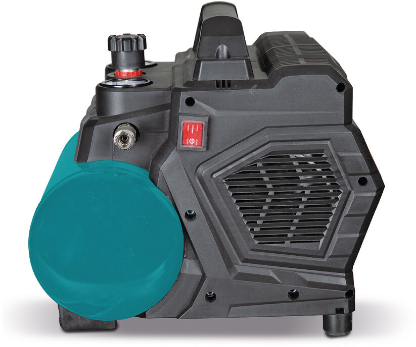 Kompressor, tystgående, oljefri panna, 6 l, 0,6 kW / 0,81 pk, 111 l/min, 8 bar, 230 V, flygplan