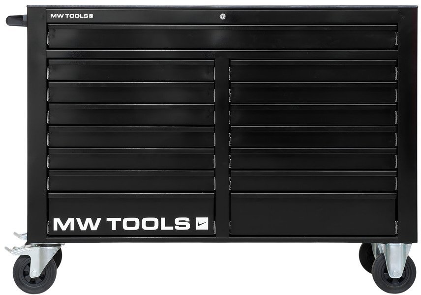 Værktøjsvogn bred 15 skuffer sort MW Tools Værktøjsvogn bred 15 skuffer sort MW Tools