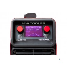 AC/DC TIG welding inverter 200 A for welding in TIG AC, DC, PULSE TIG, and MMA electrodes. MW Tools