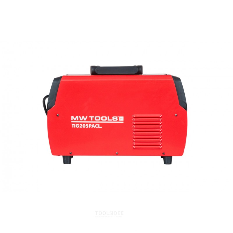 AC/DC TIG-svejsningsinverter 200 A til svejsning i TIG AC-, DC-, PULSE TIG- og MMA-elektroder. MW Tools