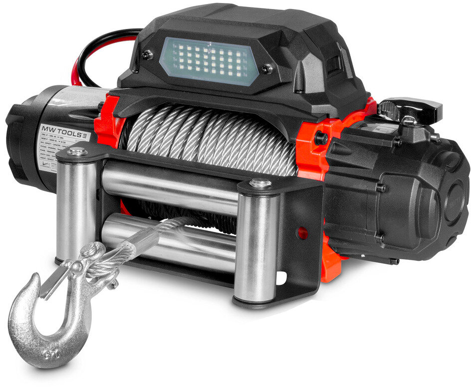 12V spil, 5443 kg, 26 m stålkabel, trådløs fjernbetjening, MW Tools