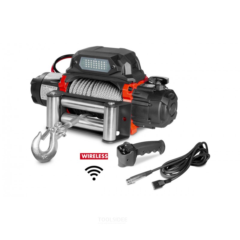 24 V vinssi, 5443 kg, 26 m teräsvaijeri, langaton kaukosäädin, MW Tools