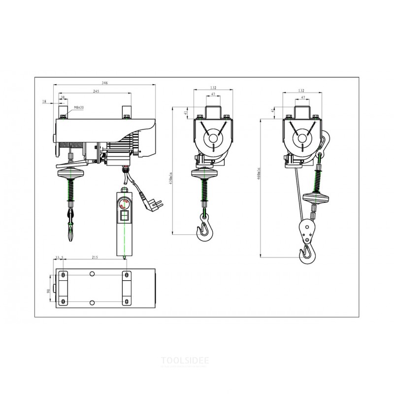 Elektrisk kabeltalje 250 kg 12 meter trådløs styring MW Tools