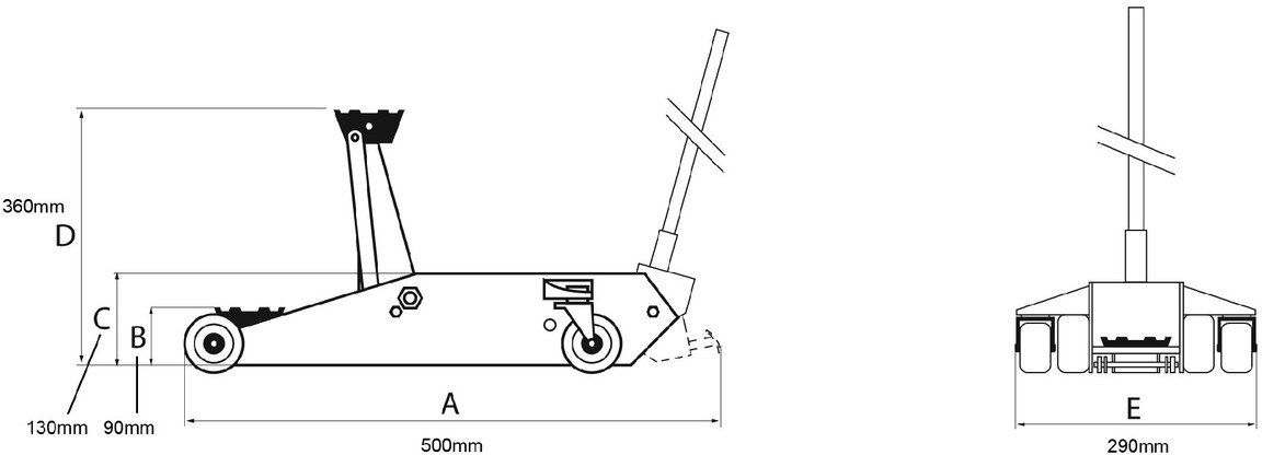 Hydraulisk garasjejekk - aluminium/stål - 1,5 t MW Tools