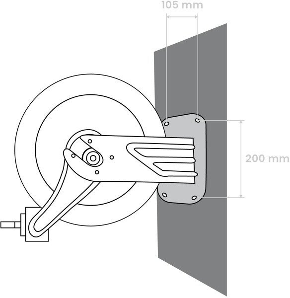 Avvolgitore aria compressa olio e acqua 15 m Ø 1/2" 160 bar Acciaio verniciato a polvere con avvolgimento automatico e supp