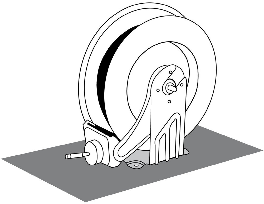 Avvolgitore aria compressa olio e acqua 15 m Ø 1/2" 160 bar Acciaio verniciato a polvere con avvolgimento automatico e supp
