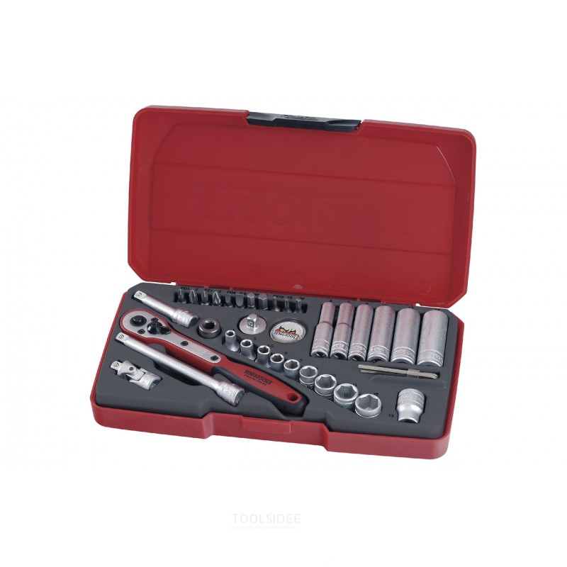 Topnøgle- og bitsæt 1/4" 36 dele Teng Tools Topnøgle- og bitsæt 1/4" 36 dele Teng Tools