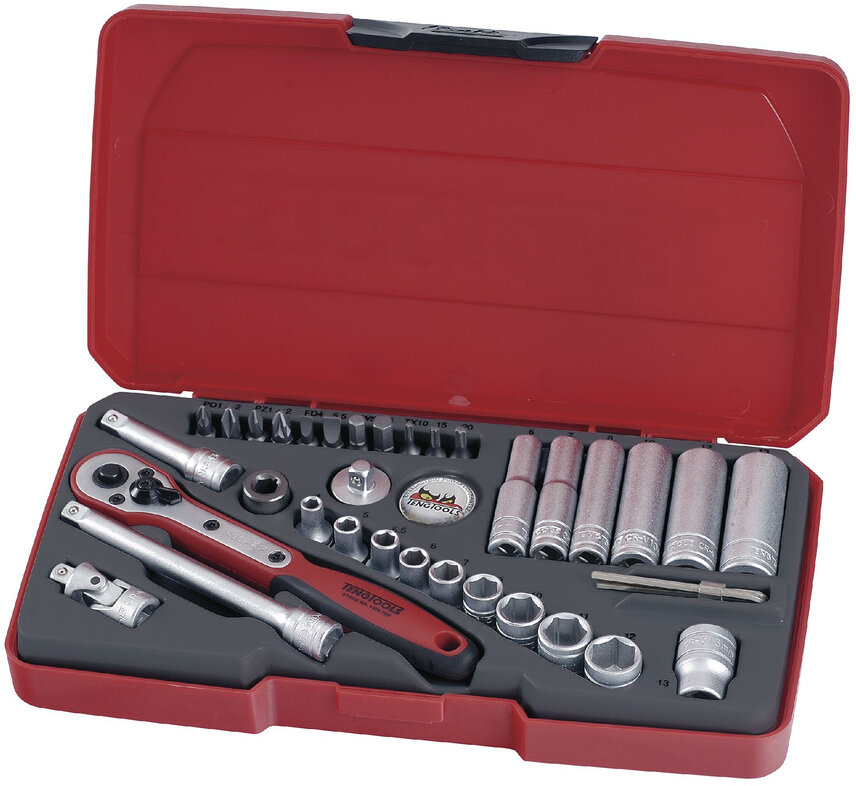 Pipenøkkel- og bitsett 1/4" 36 deler Teng Tools Pipenøkkel- og bitsett 1/4" 36 deler Teng Tools