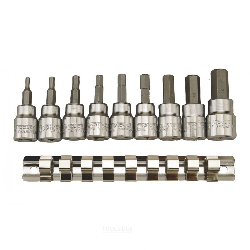 Topnøglebits (AF) Sekskant på skinne 3/8" 10 stk. Teng Tools Topnøglebits (AF) Sekskant på skinne 3/8" 10 stk. Teng Tools
