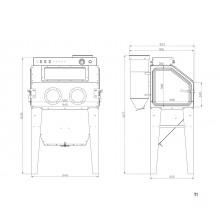 Strahlkabine 350 L mit externer Zyklonabsaugung und 2 Strahlköpfen MW Tools
