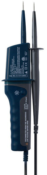 Spenningstester, kontinuitetstester AC/DC CAT IV 600V LED-lommelykt, summer uten display, grense