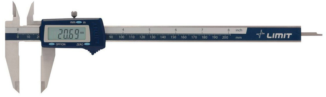 Digital skyvelær i rustfritt stål 150x40 mm 0,01 mm / tomme med låsbare skruer og dybdemåler Limit