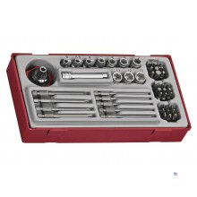 Topnøgle- og bitsæt TT1 bakke 1/4" flad - PH - PZ - HEX - TX - rob 48 dele Teng Tools