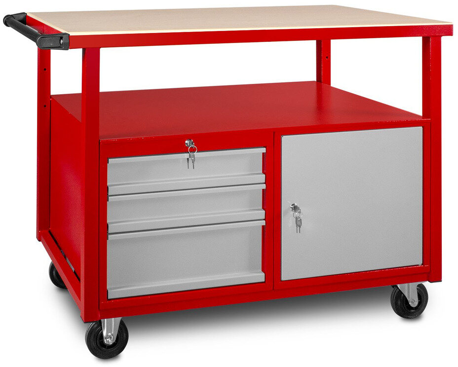 Mobiler Arbeitstisch 3 Schubladen 1 Schrank MW Tools Mobiler Arbeitstisch 3 Schubladen 1 Schrank MW Tools