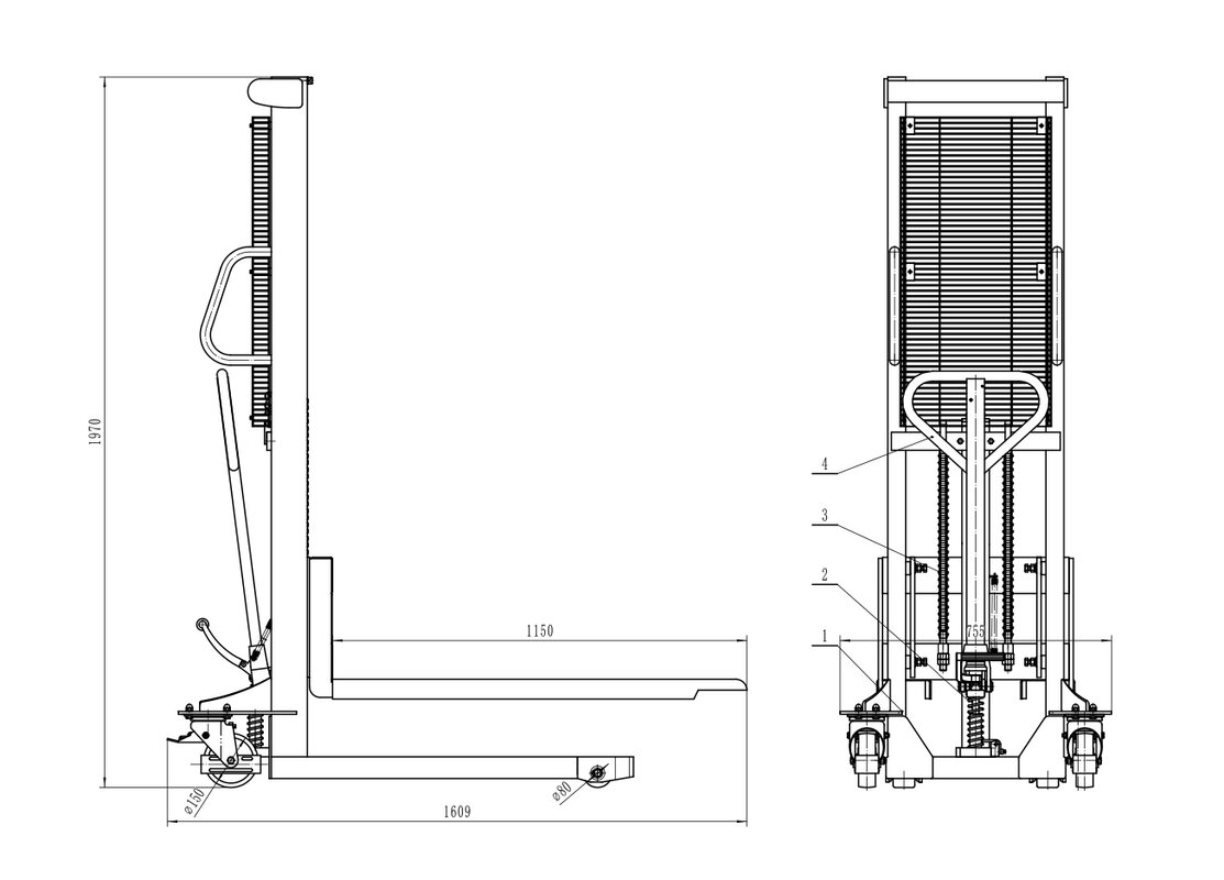 Handstapler 1000kg Hubhöhe 1600mm Einmast MW Tools Handstapler 1000kg Hubhöhe 1600mm Einmast MW Tools