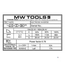 Elektrodeinverter LCD 160A 230V + tilbehør MW Tools Elektrodeinverter LCD 160A 230V + tilbehør MW Tools