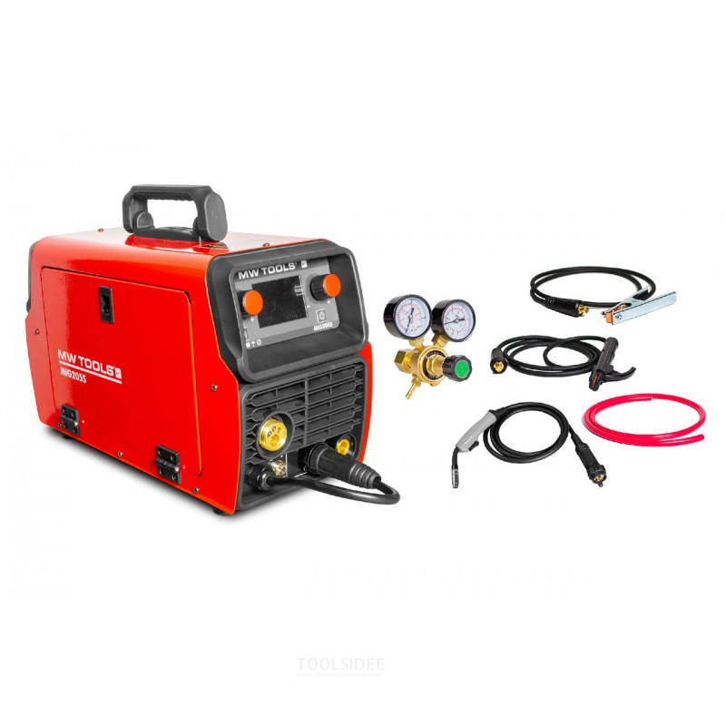 Synergie LCD 200A MIG-svejsningsinverter + tilbehør MW Tools