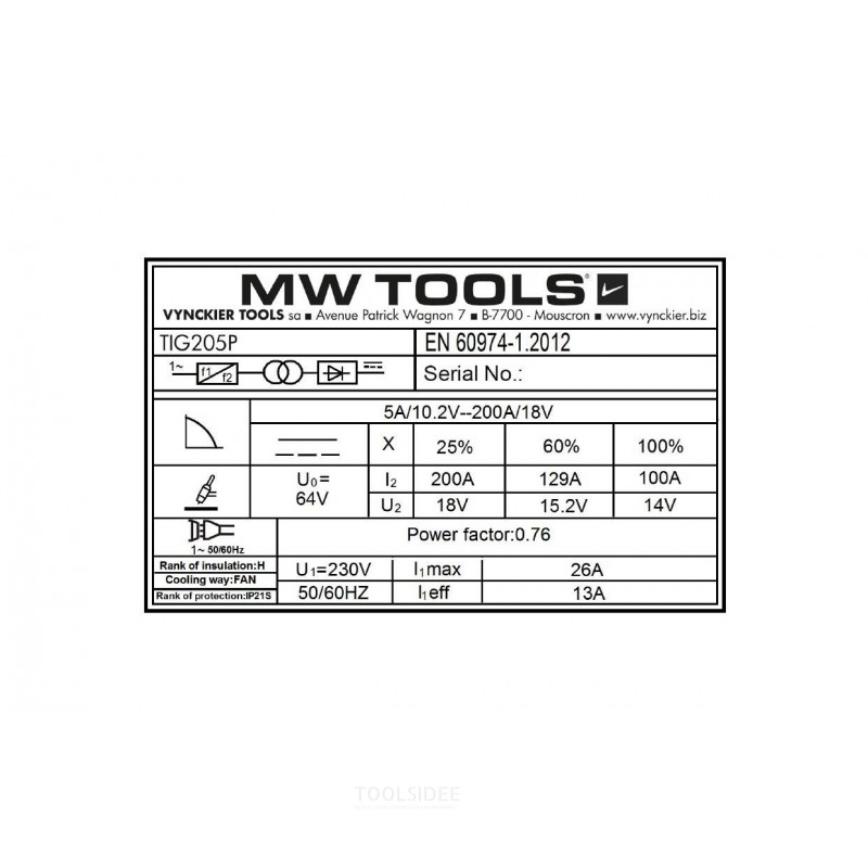 TIG-hitsausinvertteri DC Pulse 200A + lisävarusteet MW Tools