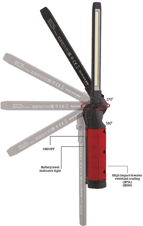 Display med 10 inspektionslamper 1000 + 200 lumen WLK0018F MW Værktøj