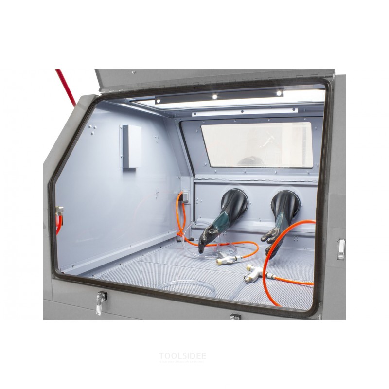 Professionelt blæseskab 1200 L dobbelt arbejdsstation med udsugning MW Tools