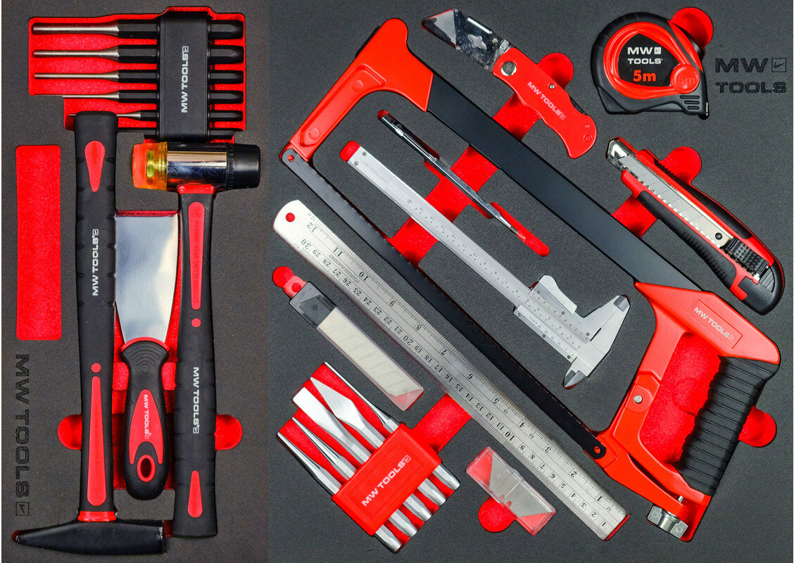 Fylt verktøyvogn med toppkoffert XL 514-delers MW Tools