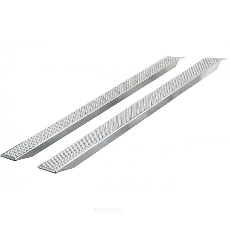 Sæt med faste ramper i aluminium 1000 kg 2500 x 260 mm brugbar bredde 222 mm MW Tools