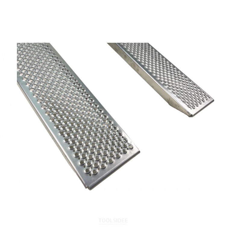 Sæt med faste ramper i aluminium 1000 kg 2500 x 260 mm brugbar bredde 222 mm MW Tools