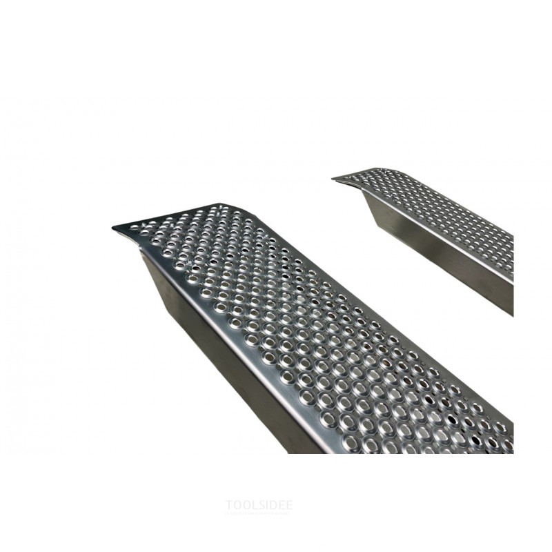 Sæt med faste ramper i aluminium 1000 kg 2500 x 260 mm brugbar bredde 222 mm MW Tools