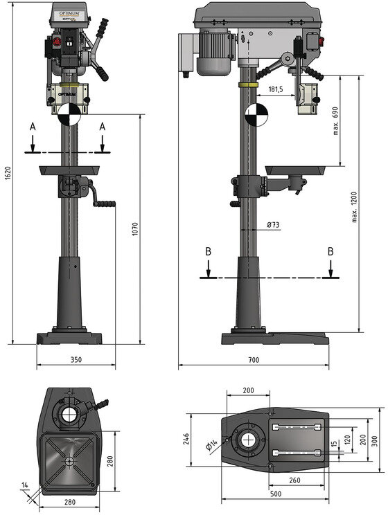 Kolonneboremaskin med bor opptil ø 25 mm, MK3-feste, 750 W, 230 V, 12 hastigheter, Optidrill Kolonneboremaskin med bor opptil ø 25 mm, MK3-feste, 750 W, 230 V, 12 hastigheter, Optidrill