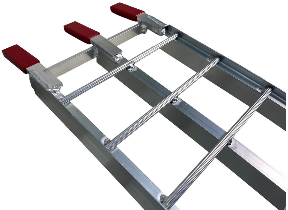 Set of open aluminum ramps, 680kg, 2230 x 280mm, foldable, usable width 275mm. MW Tools