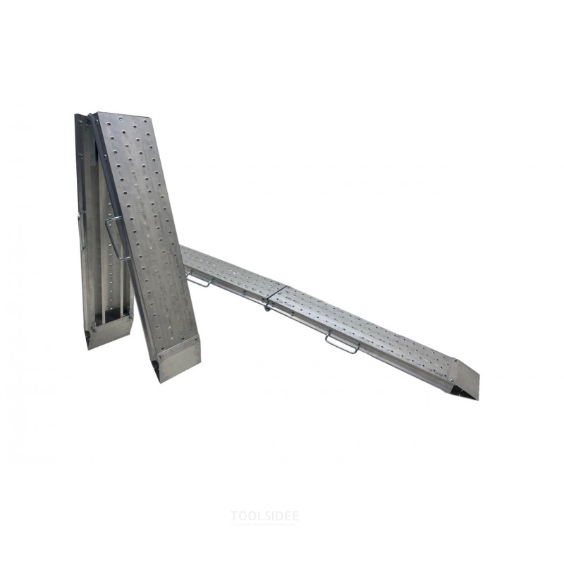 Sæt med aluminiumsramper 1100 kg 2440 x 240 mm foldbar brugbar bredde 220 mm MW Tools