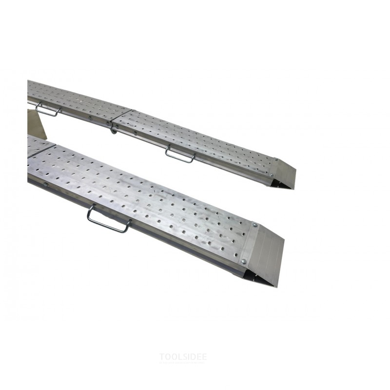 Sæt med aluminiumsramper 1100 kg 2440 x 240 mm foldbar brugbar bredde 220 mm MW Tools