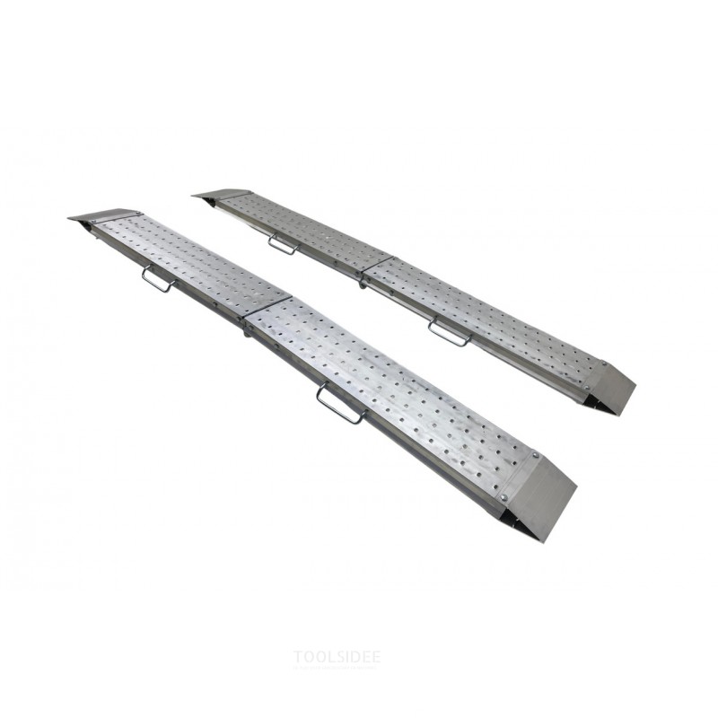 Sæt med aluminiumsramper 1100 kg 2440 x 240 mm foldbar brugbar bredde 220 mm MW Tools