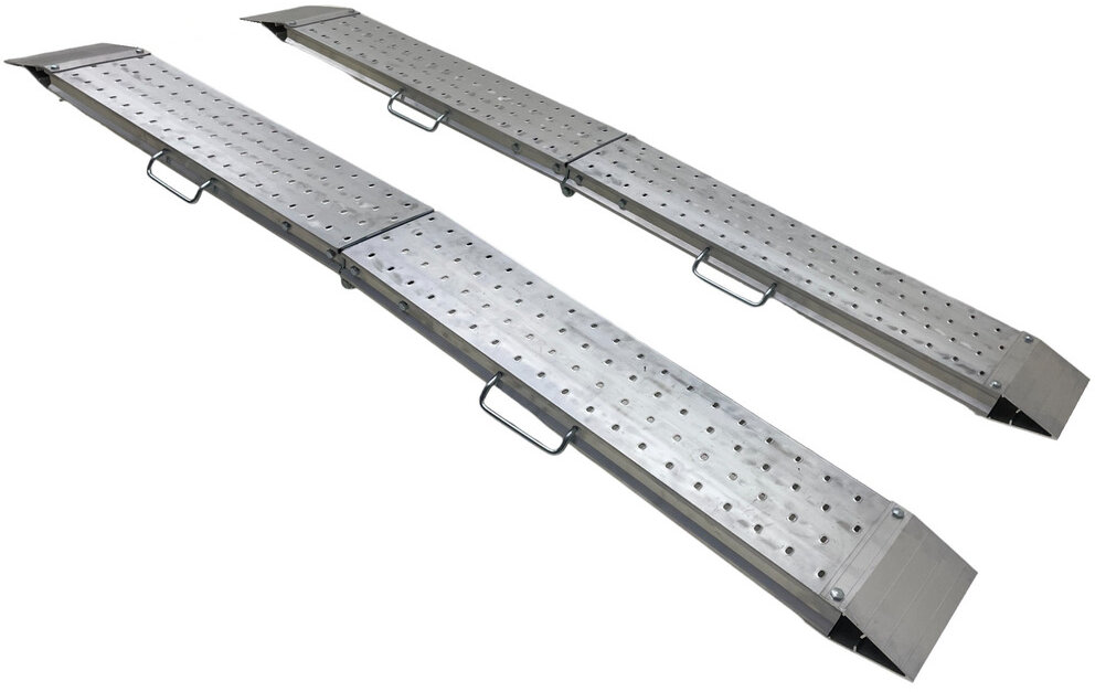 Set of aluminum ramps 1100kg 2440 x 240mm foldable usable width 220mm MW Tools Set of aluminum ramps 1100kg 2440 x 240mm foldable usable width 220mm MW Tools